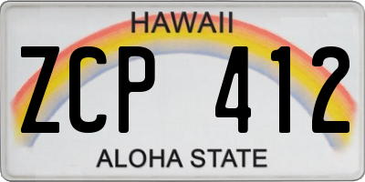 HI license plate ZCP412