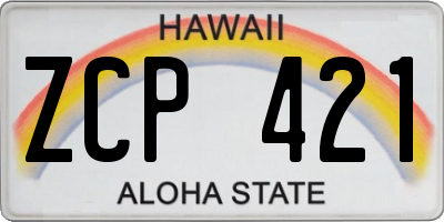 HI license plate ZCP421