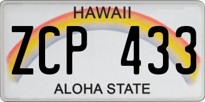HI license plate ZCP433