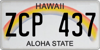 HI license plate ZCP437