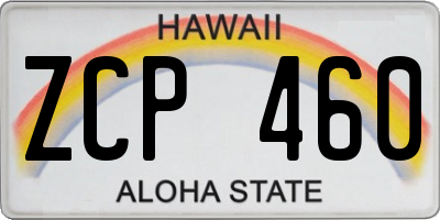 HI license plate ZCP460