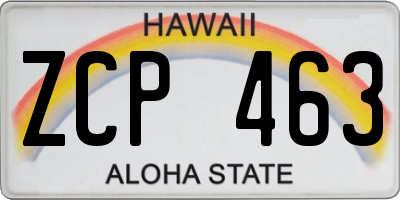 HI license plate ZCP463