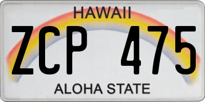 HI license plate ZCP475