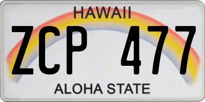 HI license plate ZCP477