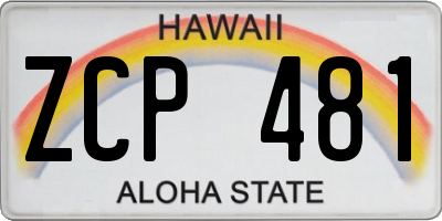 HI license plate ZCP481
