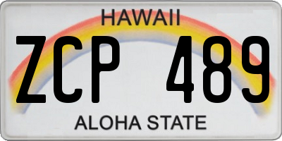 HI license plate ZCP489