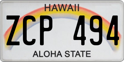 HI license plate ZCP494