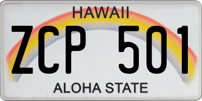 HI license plate ZCP501