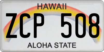HI license plate ZCP508