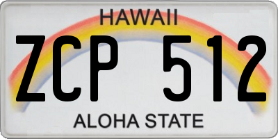 HI license plate ZCP512