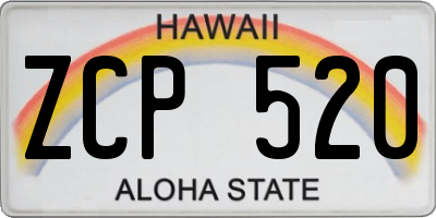 HI license plate ZCP520