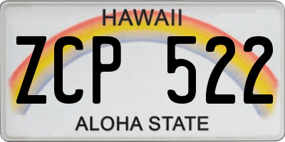 HI license plate ZCP522