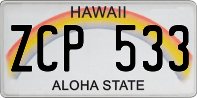 HI license plate ZCP533