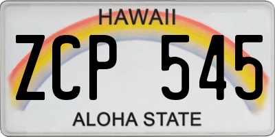 HI license plate ZCP545