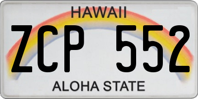 HI license plate ZCP552