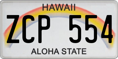 HI license plate ZCP554