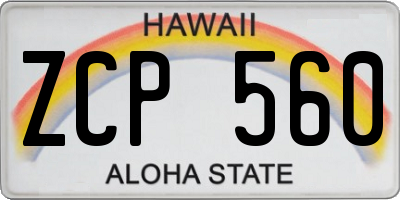 HI license plate ZCP560