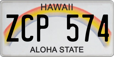HI license plate ZCP574