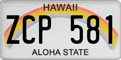 HI license plate ZCP581