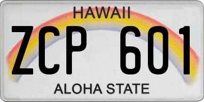 HI license plate ZCP601
