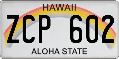 HI license plate ZCP602
