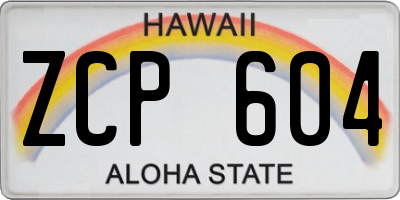HI license plate ZCP604