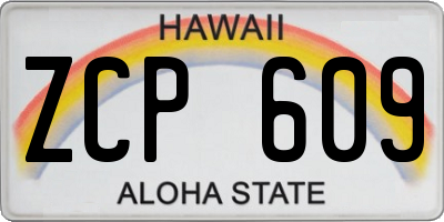HI license plate ZCP609