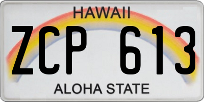 HI license plate ZCP613