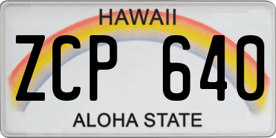 HI license plate ZCP640