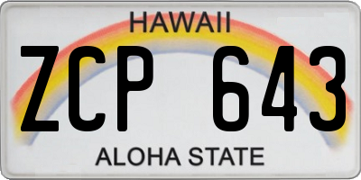 HI license plate ZCP643