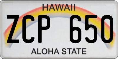 HI license plate ZCP650