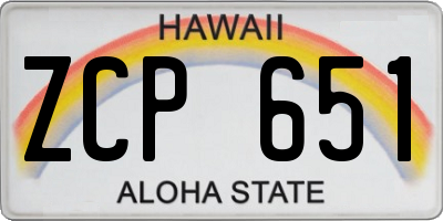 HI license plate ZCP651