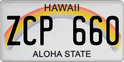 HI license plate ZCP660