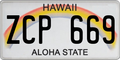 HI license plate ZCP669