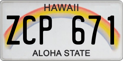HI license plate ZCP671