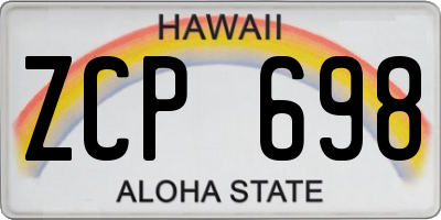 HI license plate ZCP698