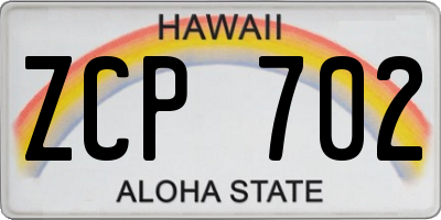 HI license plate ZCP702