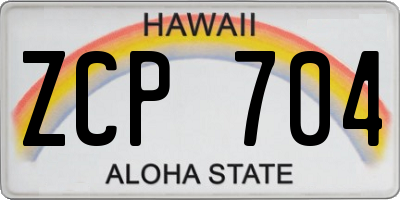 HI license plate ZCP704