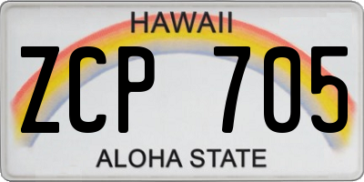 HI license plate ZCP705