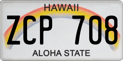 HI license plate ZCP708