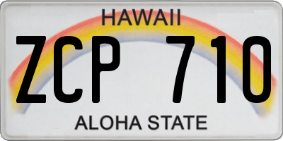 HI license plate ZCP710
