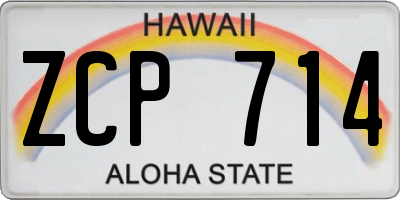 HI license plate ZCP714