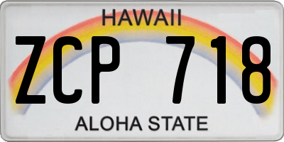 HI license plate ZCP718