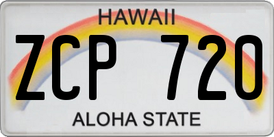 HI license plate ZCP720