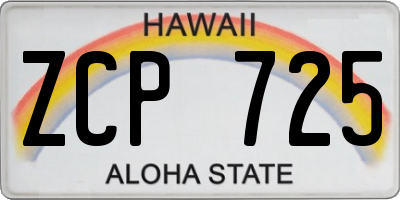 HI license plate ZCP725