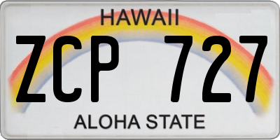 HI license plate ZCP727