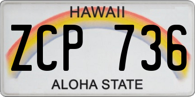 HI license plate ZCP736