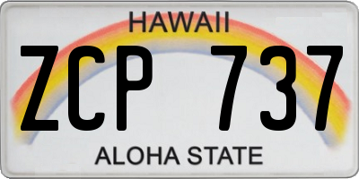 HI license plate ZCP737