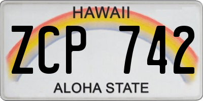 HI license plate ZCP742