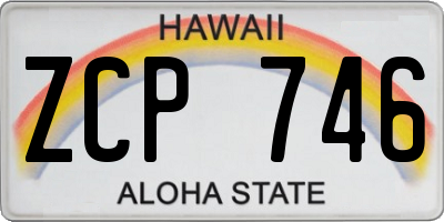 HI license plate ZCP746